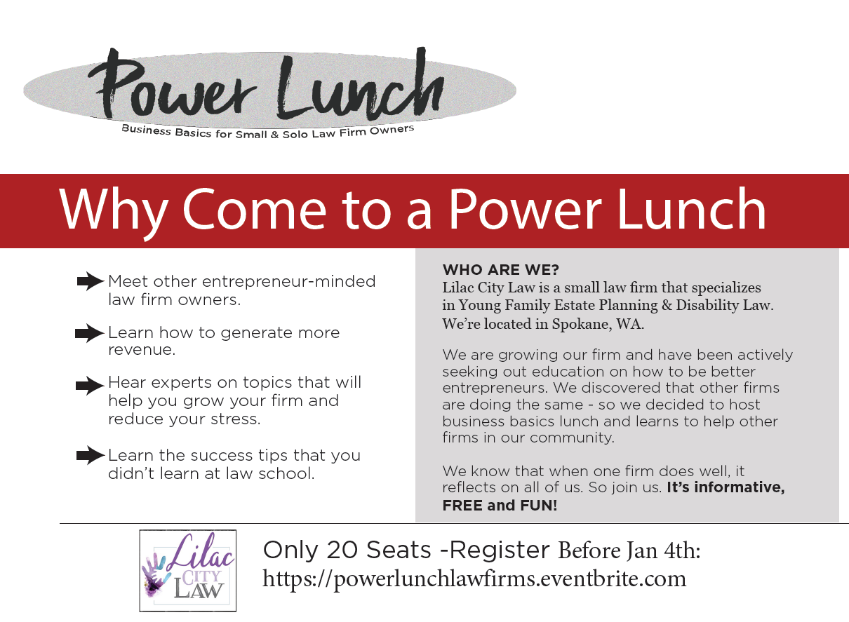 PowerLunch for Small Law Firms - Why You Should Come - Lilac City Law